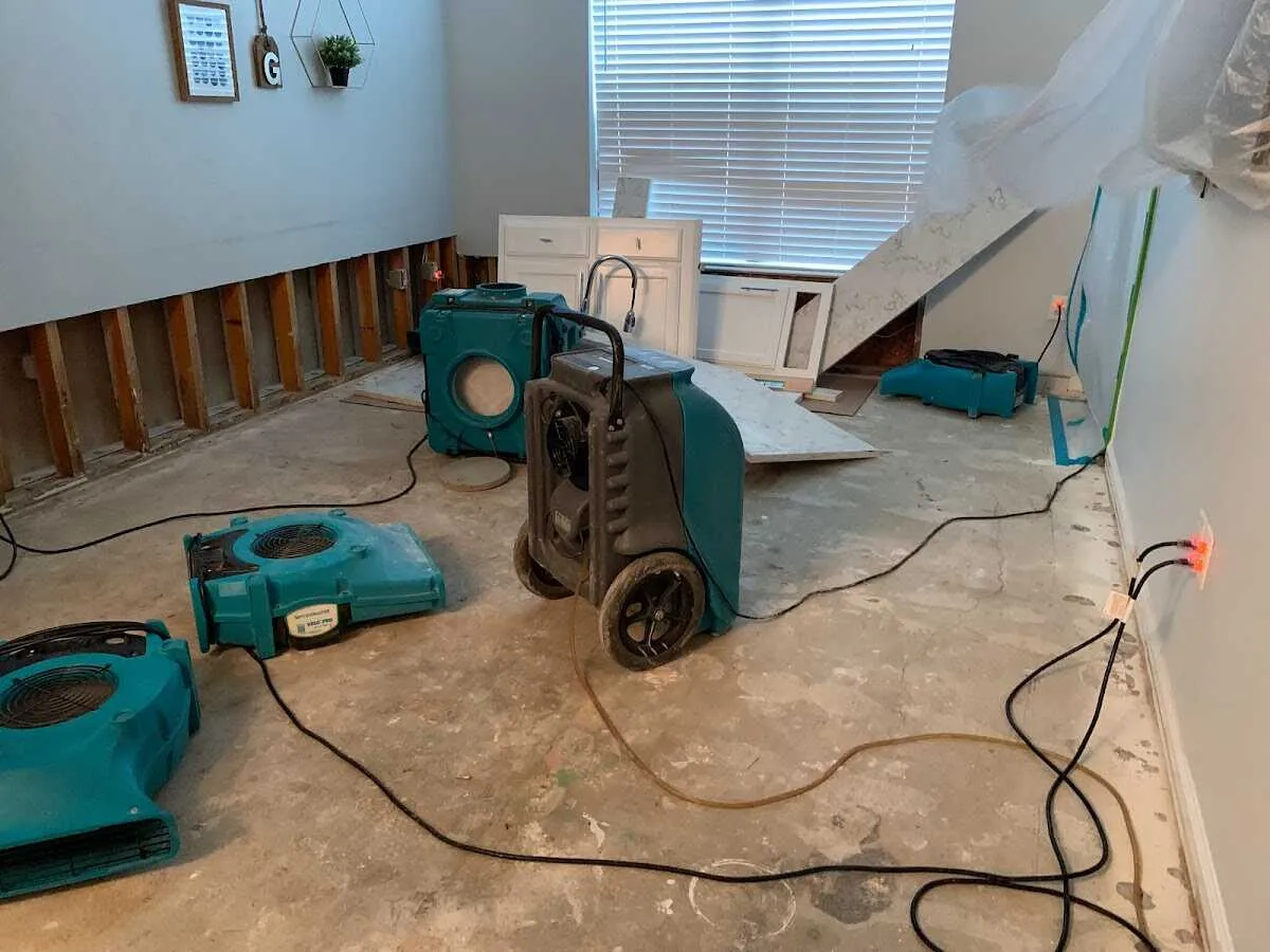 Dehumidifier in flood-cut room for Water Damage Restoration in Hercules